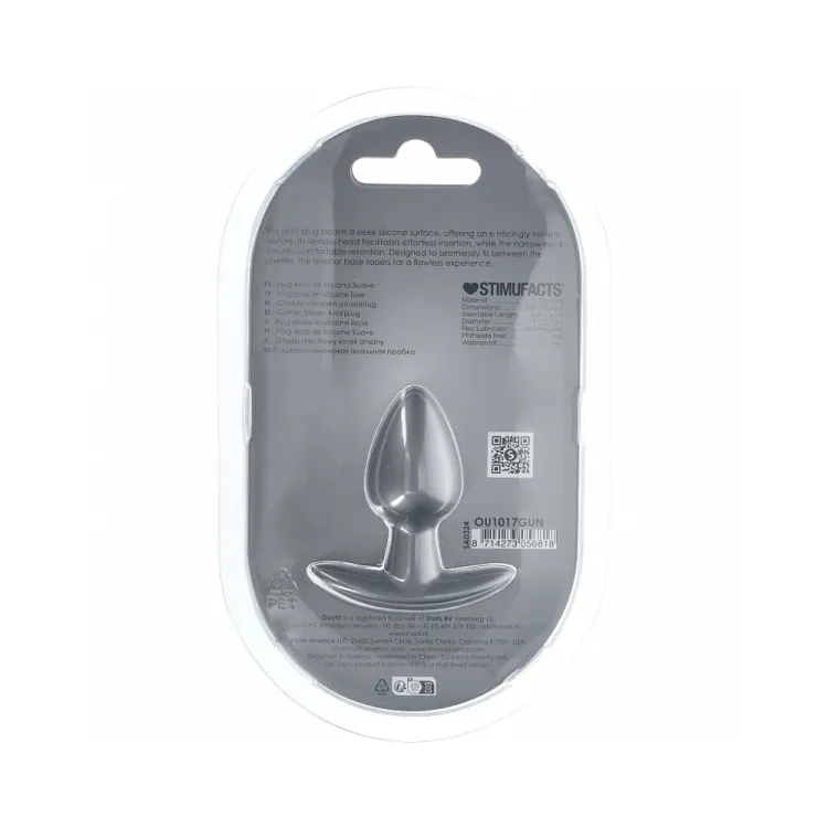 Ouch! Smooth Silicone 2.6 Inch Butt Plug in Gun Metal Ouch! Smooth Silicone 2.6 Inch Butt Plug in Gun Metal