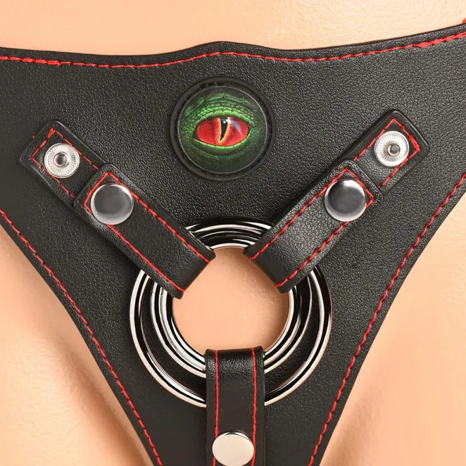 Horny Devil Strap-On Harness with Creature Eye & Horns Red