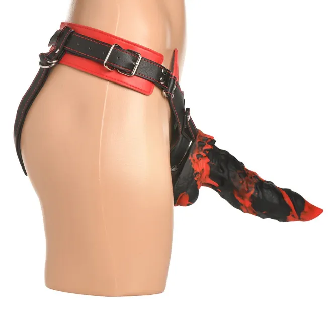 Horny Devil Strap-On Harness with Creature Eye & Horns Red