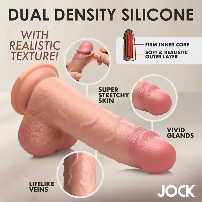 8 Inch JOCK Classic Dual-Density Dildo with Moving Foreskin