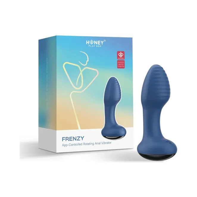 Frenzy Pressure Sensing App-Controlled Rotating Butt Plug Blue