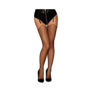 Dreamgirl Rhinestone Fishnet Thigh Highs Black