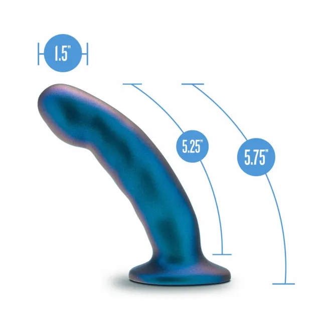 5 Inch Curved Silicone Pegging Dildo Blue