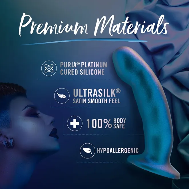 5 Inch Curved Silicone Pegging Dildo Blue