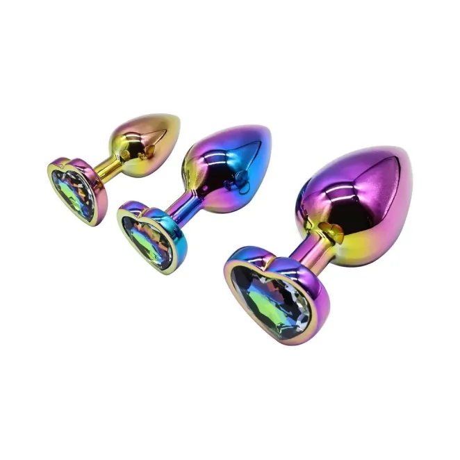 Rainbow Heart Anal Plug Training Set