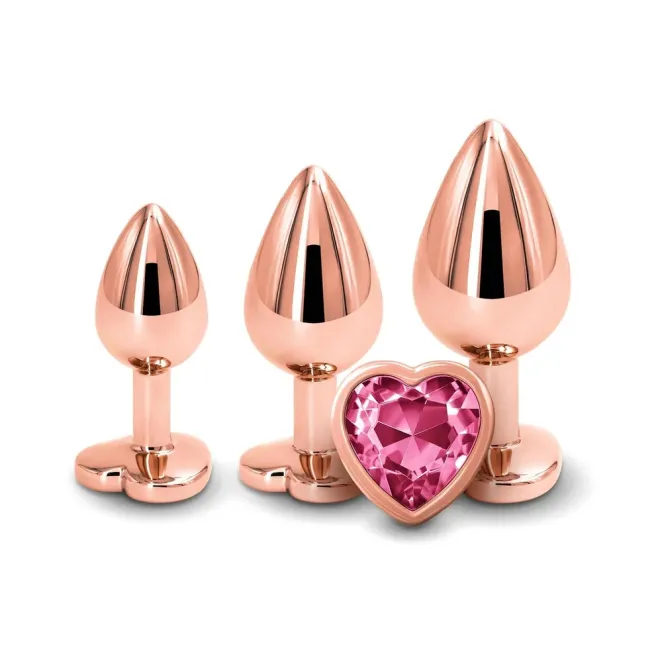 Rose Gold Pink Heart Anal Plug Training Set