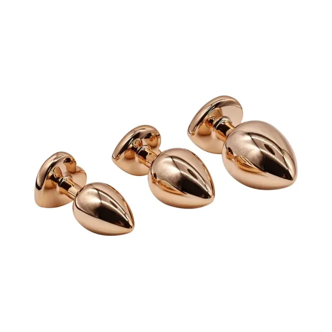 Rose Gold Pink Heart Anal Plug Training Set