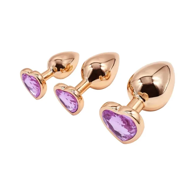 Rose Gold Pink Heart Anal Plug Training Set