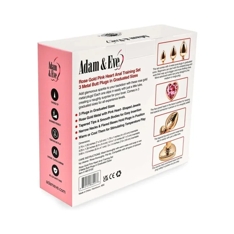 Rose Gold Pink Heart Anal Plug Training Set Rose Gold Pink Heart Anal Plug Training Set