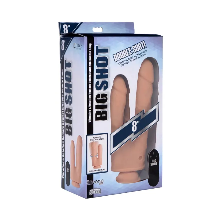 8 in. Double Shot Vibrating & Rotating Double Dildo with Remote 8 in. Double Shot Vibrating & Rotating Double Dildo with Remote
