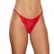 Allure Scream Lace Front and Back Thong with Pearl String Red