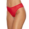 Allure Blushing High-Waisted Mesh Lace Ouverte Thong with Pearl String Red Allure Blushing High-Waisted Mesh Lace Ouverte Thong with Pearl String Red