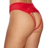 Allure Blushing High-Waisted Mesh Lace Ouverte Thong with Pearl String Red Allure Blushing High-Waisted Mesh Lace Ouverte Thong with Pearl String Red