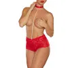 Allure Posh & Spicey High-Waisted Lace Thong with Pearl String and Collar Red Allure Posh & Spicey High-Waisted Lace Thong with Pearl String and Collar Red