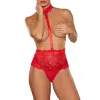 Allure Love Bug High-Waisted Lace Thong with Tie Back and Lace Collar Red Allure Love Bug High-Waisted Lace Thong with Tie Back and Lace Collar Red