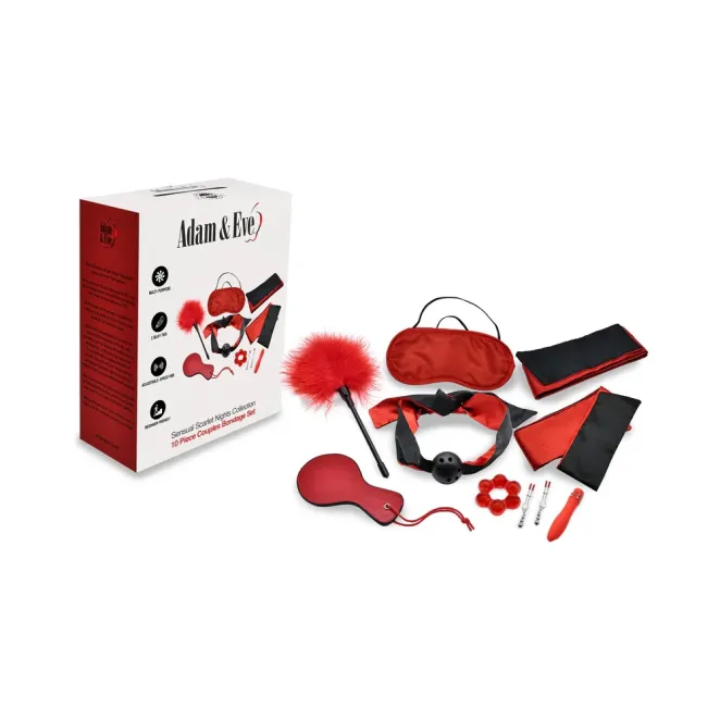 Sensual Scarlet Nights Collection 10pc Couples Bondage Set