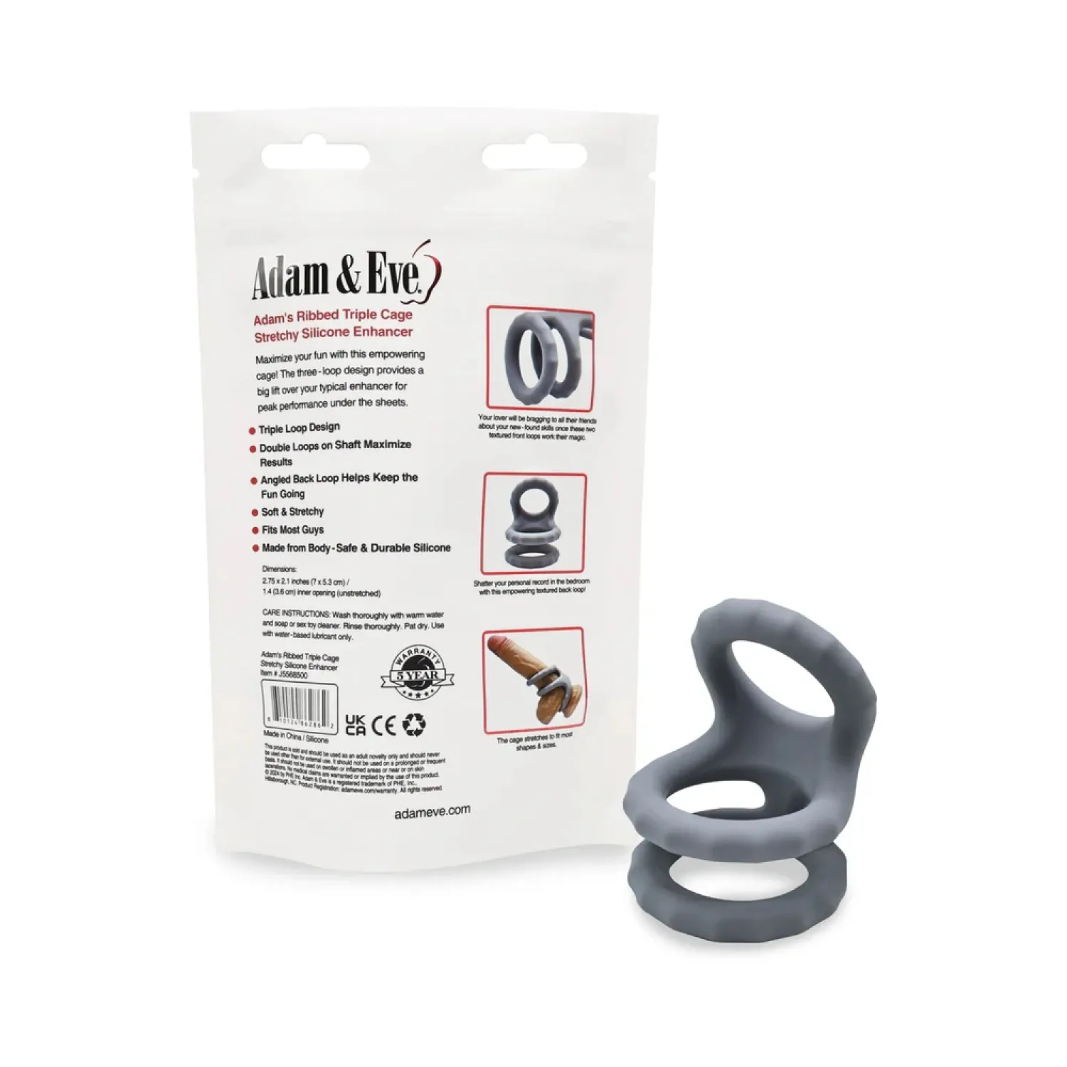 Adam's Ridged Triple Cock Ring Cage