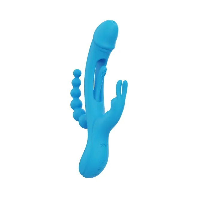 Trilux Kinky Finger Rabbit Vibrator with Anal Beads Blue