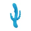 Trilux Kinky Finger Rabbit Vibrator with Anal Beads Blue Trilux Kinky Finger Rabbit Vibrator with Anal Beads Blue