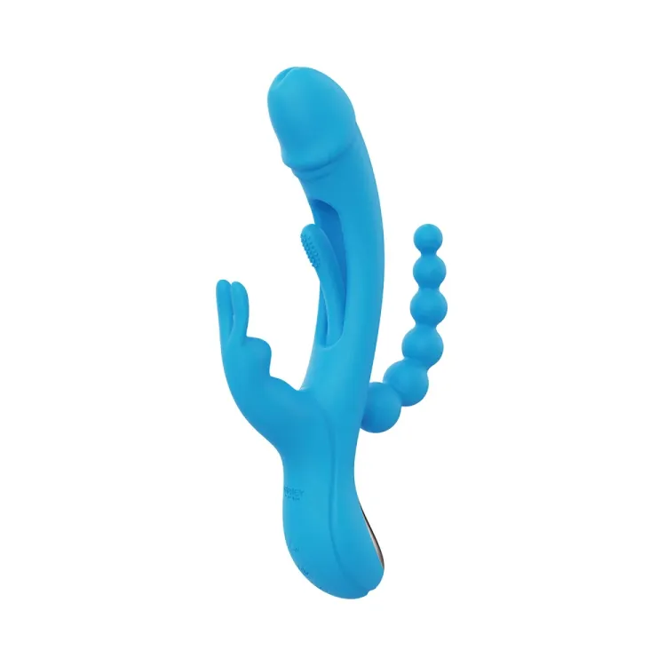 Trilux Kinky Finger Rabbit Vibrator with Anal Beads Blue Trilux Kinky Finger Rabbit Vibrator with Anal Beads Blue