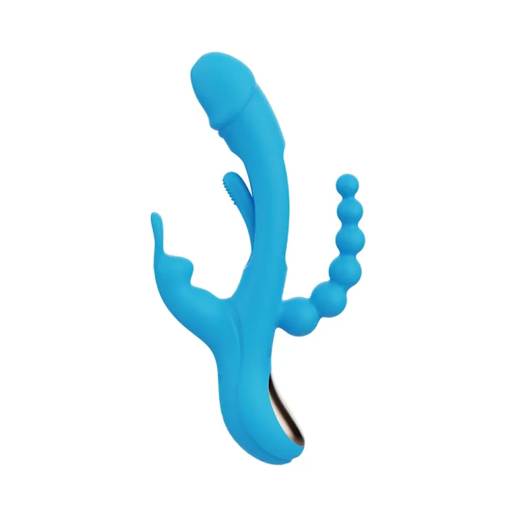 Trilux Kinky Finger Rabbit Vibrator with Anal Beads Blue Trilux Kinky Finger Rabbit Vibrator with Anal Beads Blue