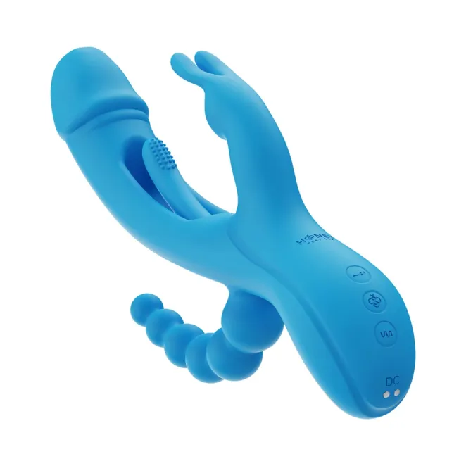 Trilux Kinky Finger Rabbit Vibrator with Anal Beads Blue
