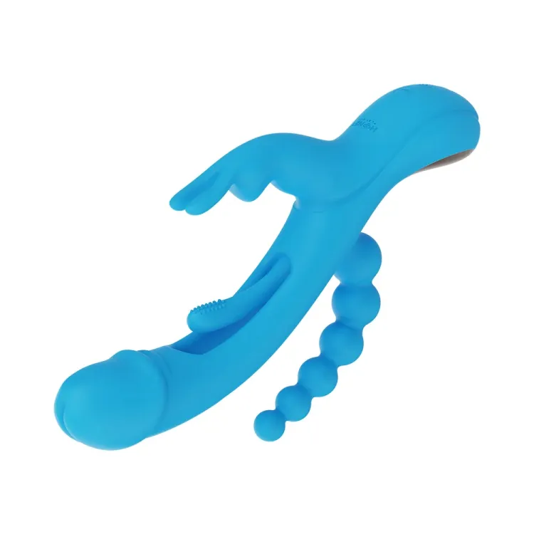 Trilux Kinky Finger Rabbit Vibrator with Anal Beads Blue Trilux Kinky Finger Rabbit Vibrator with Anal Beads Blue