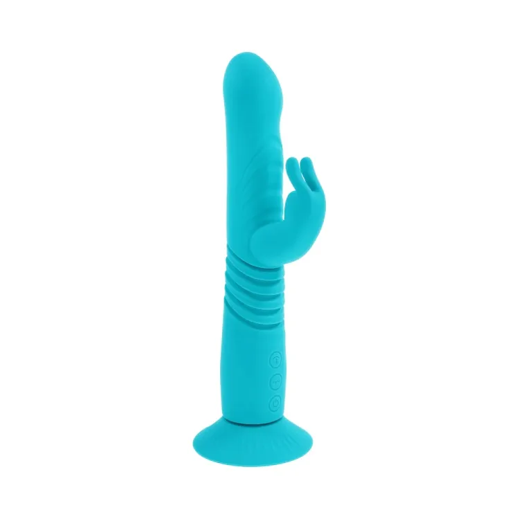Evolved Bunny Hop Thrusting Rabbit Vibrator Teal Evolved Bunny Hop Thrusting Rabbit Vibrator Teal