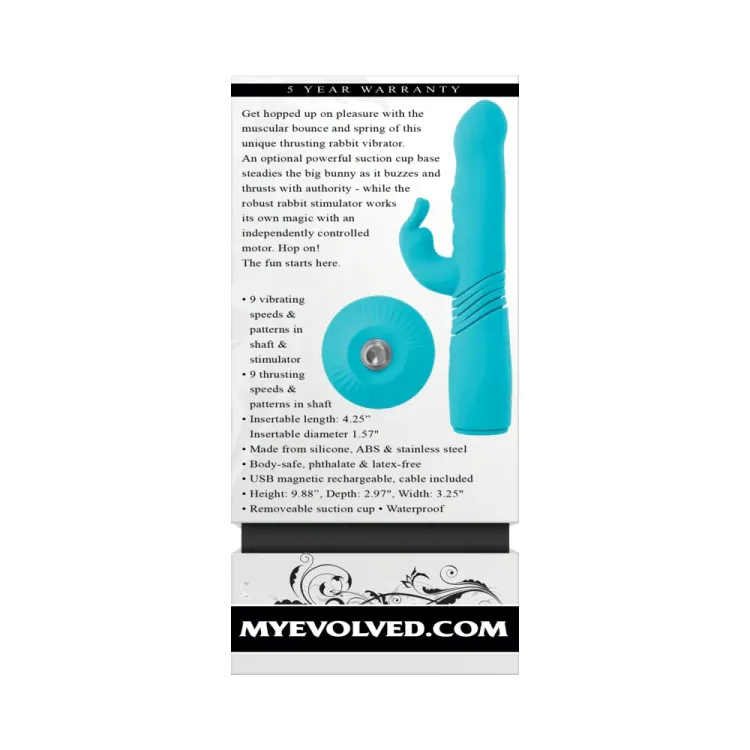 Evolved Bunny Hop Thrusting Rabbit Vibrator Teal Evolved Bunny Hop Thrusting Rabbit Vibrator Teal