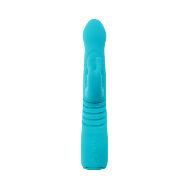 Evolved Bunny Hop Thrusting Rabbit Vibrator Teal Evolved Bunny Hop Thrusting Rabbit Vibrator Teal