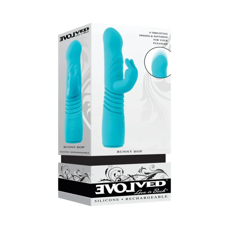 Evolved Bunny Hop Thrusting Rabbit Vibrator Teal Evolved Bunny Hop Thrusting Rabbit Vibrator Teal