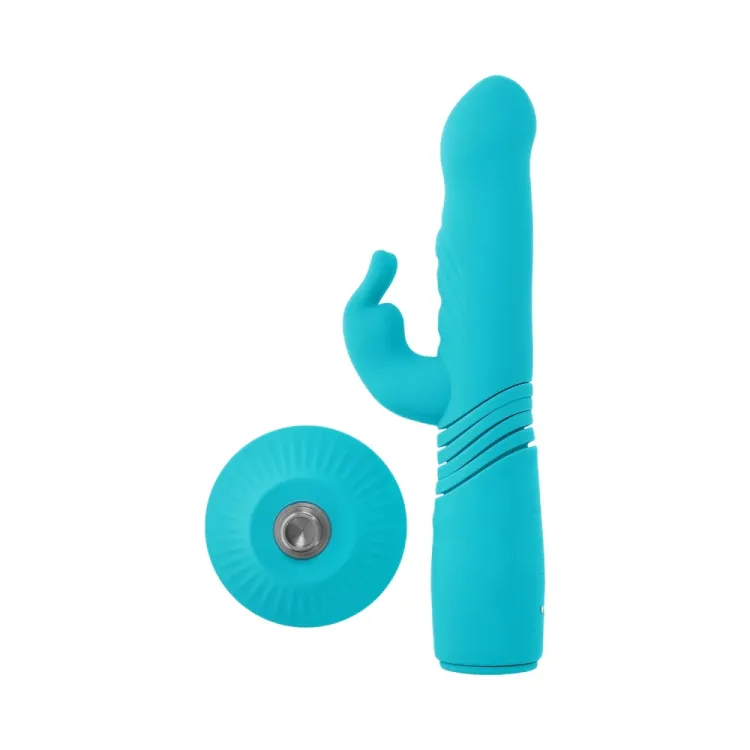 Evolved Bunny Hop Thrusting Rabbit Vibrator Teal Evolved Bunny Hop Thrusting Rabbit Vibrator Teal