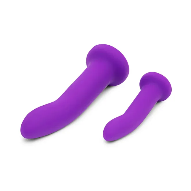 Together Duo Silicone Dildo & Harness Set 5.5 Inch & 8 Inch – Purple