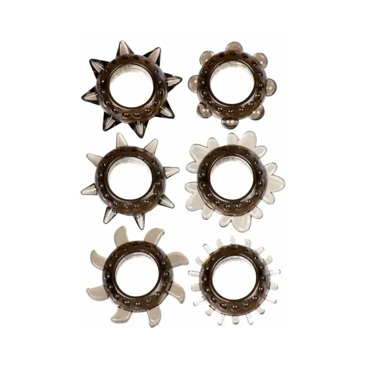 Tickler Cock Ring Ring Set 6-Pc Smoke Tickler Cock Ring Ring Set 6-Pc Smoke
