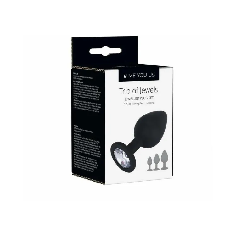Trio of Jewels 3-Pc Anal Training Plug Set Black Trio of Jewels 3-Pc Anal Training Plug Set Black