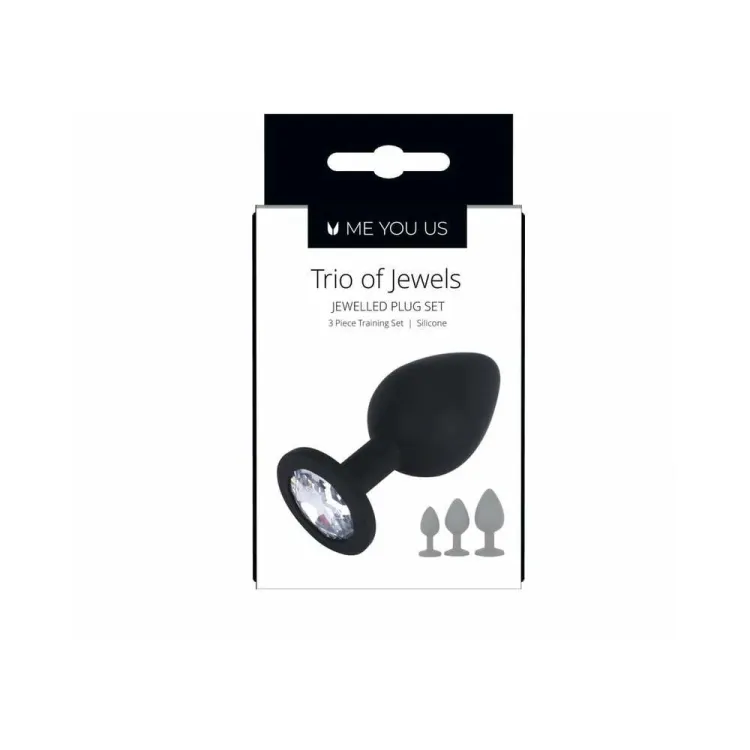 Trio of Jewels 3-Pc Anal Training Plug Set Black Trio of Jewels 3-Pc Anal Training Plug Set Black