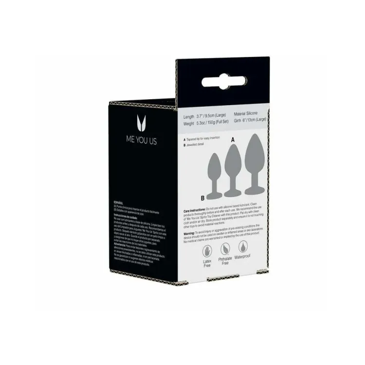 Trio of Jewels 3-Pc Anal Training Plug Set Black Trio of Jewels 3-Pc Anal Training Plug Set Black