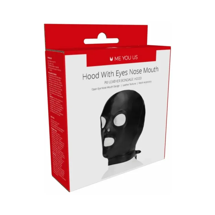 Bondage Hood with Eyes Nose Mouth Bondage Hood with Eyes Nose Mouth