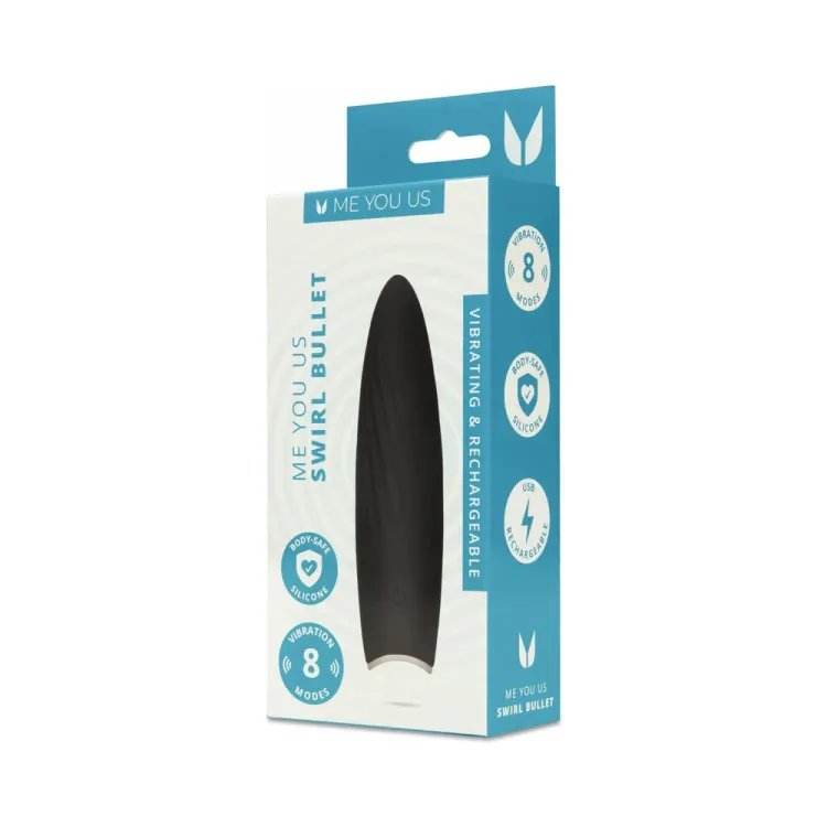 Me You Us Swirl Silicone Bullet Vibrator Black Me You Us Swirl Silicone Bullet Vibrator Black