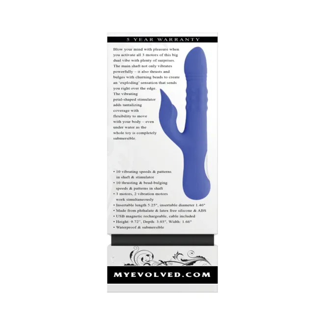 Evolved Pop Goes The O Thrusting Rabbit Vibrator Blue