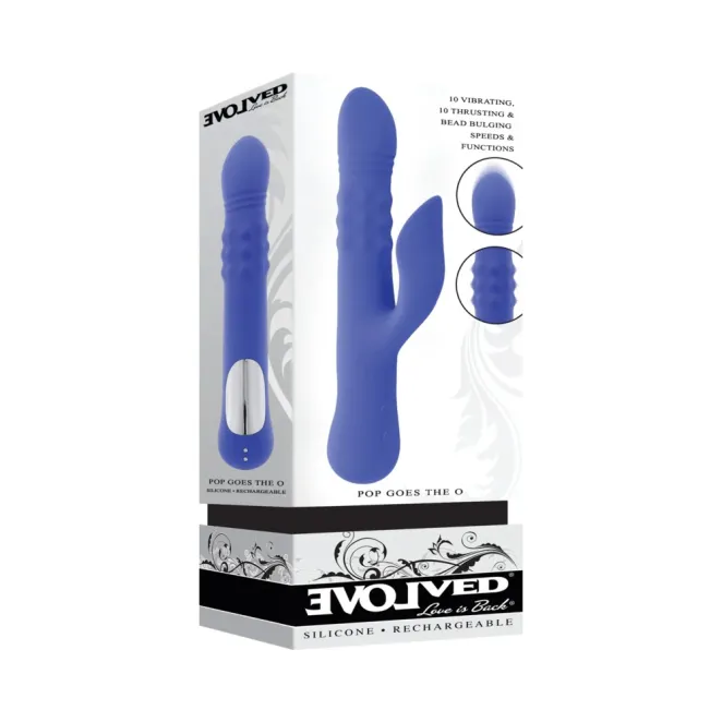 Evolved Pop Goes The O Thrusting Rabbit Vibrator Blue