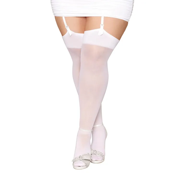 Dreamgirl 'Bride' Thigh High with Rhinestone Seam White Dreamgirl 'Bride' Thigh High with Rhinestone Seam White