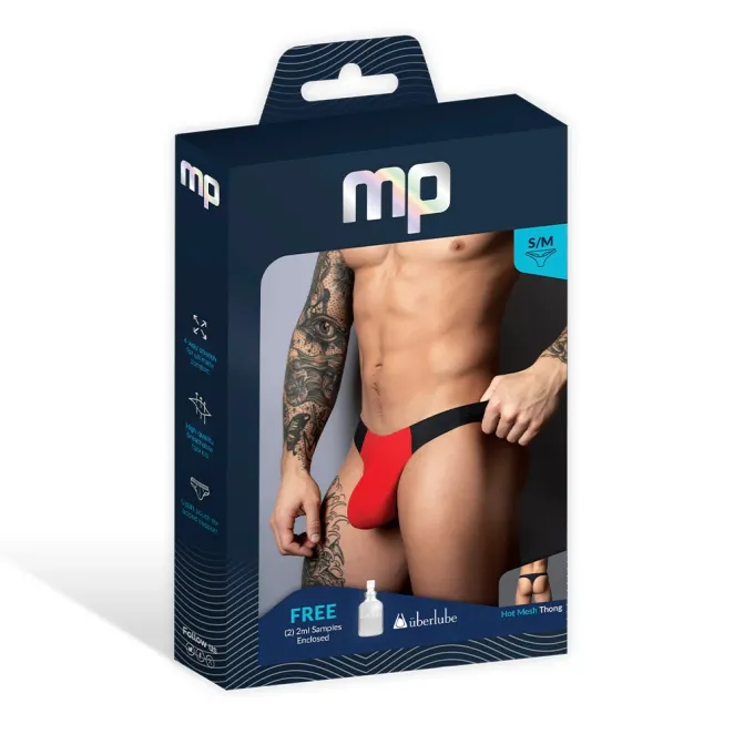 Male Power Hot Mesh Bong Thong Black/Red