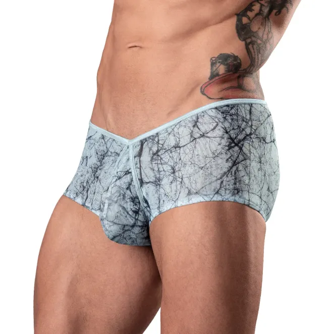 Male Power Marble Mesh Micro Mini Short Silver/Blue