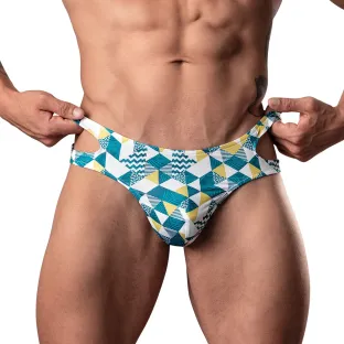 Male Power Cut It Out! Cutout Thong Blue/White