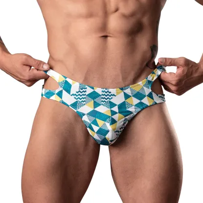 Male Power Cut It Out! Cutout Thong Blue/White