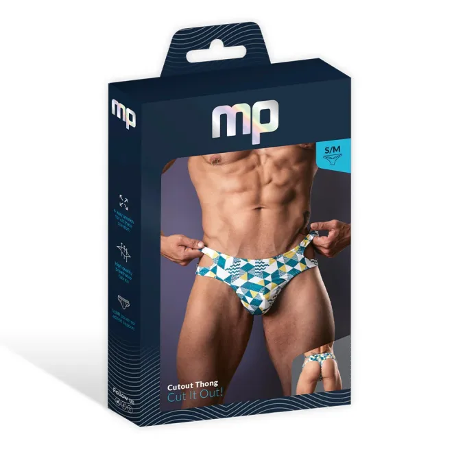 Male Power Cut It Out! Cutout Thong Blue/White