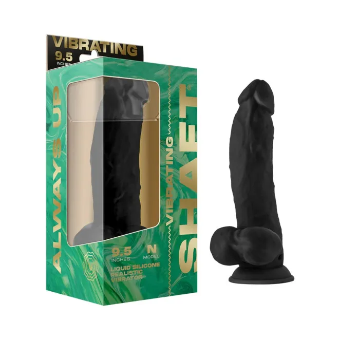 9.5 Inch Silicone Remote-Controlled Vibrating Realistic Black Dildo with Balls