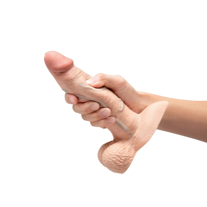 7 Inch b-Vibe Slipskin Flesh Pink Ultra Realistic Girthy Dual Density Dildo