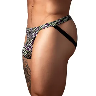 Male Power Gridlock'd Jock with Strap Print